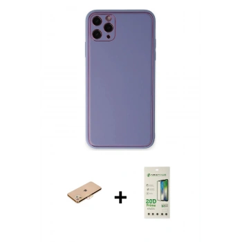 MARSİLYAN™- iPhone 11 Pro Max Kılıf Yadigar Klasik - Siyah 20D Premium Cam Ekran Koruyucu + Renkli Kamera Lens Koruma Cam - TU