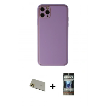 MARSİLYAN™- iPhone 11 Pro Max Kılıf Yadigar Klasik - Siyah 34D Hayalet Izgaralı Cam + Rainbow Kamera Lens Koruma Cam - GD