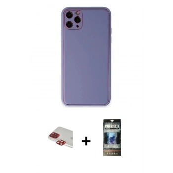 MARSİLYAN™- iPhone 11 Pro Max Kılıf Yadigar Klasik - Siyah 34D Hayalet Izgaralı Cam + Pers Alüminyum Kamera Lens - KI