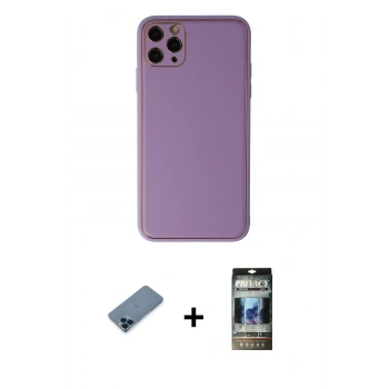 MARSİLYAN™- iPhone 11 Pro Max Kılıf Yadigar Klasik - Siyah 34D Hayalet Izgaralı Cam + Metal Kamera Lens Koruma Cam - MI