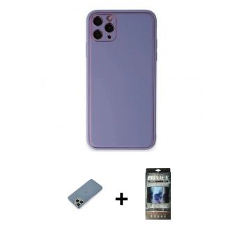 MARSİLYAN™- iPhone 11 Pro Max Kılıf Yadigar Klasik - Siyah 34D Hayalet Izgaralı Cam + Metal Kamera Lens Koruma Cam - AKYL