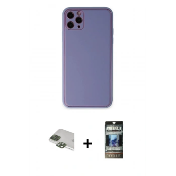 MARSİLYAN™- iPhone 11 Pro Max Kılıf Yadigar Klasik - Siyah 34D Hayalet Izgaralı Cam + Pers Alüminyum Kamera Lens - YL