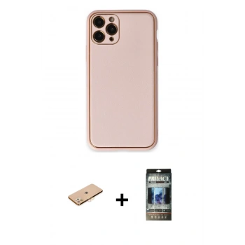MARSİLYAN™- iPhone 11 Pro Max Kılıf Yadigar Klasik - Siyah 34D Hayalet Izgaralı Cam + Renkli Kamera Lens Koruma Cam - TU