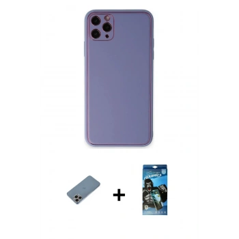 MARSİLYAN™- iPhone 11 Pro Max Kılıf Yadigar Klasik - Siyah 34D Izgaralı Cam + Shine Kamera Lens Koruma Cam - GI