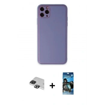 MARSİLYAN™- iPhone 11 Pro Max Kılıf Yadigar Klasik - Siyah 34D Izgaralı Cam + Pers Alüminyum Kamera Lens - SH