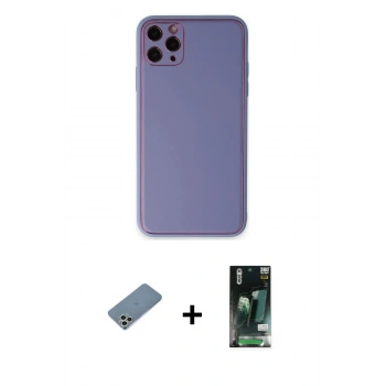 MARSİLYAN™- iPhone 11 Pro Max Kılıf Yadigar Klasik - Siyah 360 Mat Full Body Arka Koruyucu + Shine Kamera Lens Koruma Cam - GS