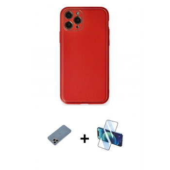 MARSİLYAN™- iPhone 11 Pro Max Kılıf Yadigar Klasik - Siyah 3D Antistatik Cam Ekran Koruyucu + Shine Kamera Lens Koruma Cam - GI