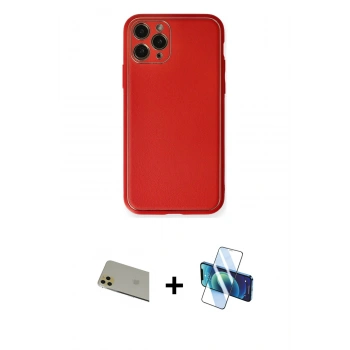 MARSİLYAN™- iPhone 11 Pro Max Kılıf Yadigar Klasik - Siyah 3D Antistatik Cam Ekran Koruyucu + Rainbow Kamera Lens Koruma Cam - GD