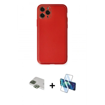 MARSİLYAN™- iPhone 11 Pro Max Kılıf Yadigar Klasik - Siyah 3D Antistatik Cam Ekran Koruyucu + Pers Alüminyum Kamera Lens - YL