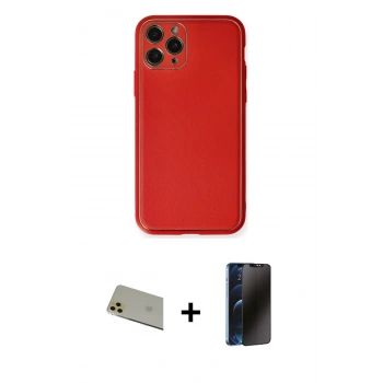 MARSİLYAN™- iPhone 11 Pro Max Kılıf Yadigar Klasik - Siyah 3D Antistatik Hayalet Cam Ekran Koruyucu + Rainbow Kamera Lens Koruma Cam - GD