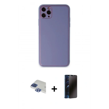 MARSİLYAN™- iPhone 11 Pro Max Kılıf Yadigar Klasik - Siyah 3D Antistatik Hayalet Cam Ekran Koruyucu + Pers Alüminyum Kamera Lens - LT