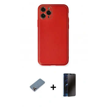 MARSİLYAN™- iPhone 11 Pro Max Kılıf Yadigar Klasik - Siyah 3D Antistatik Hayalet Cam Ekran Koruyucu + Metal Kamera Lens Koruma Cam - MR