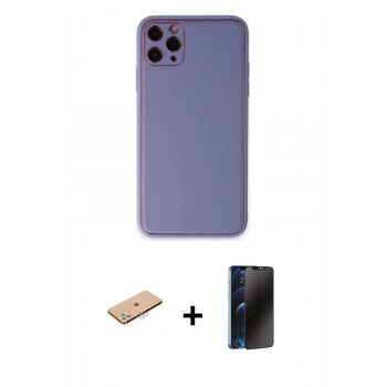 MARSİLYAN™- iPhone 11 Pro Max Kılıf Yadigar Klasik - Siyah 3D Antistatik Hayalet Cam Ekran Koruyucu + Renkli Kamera Lens Koruma Cam - PE