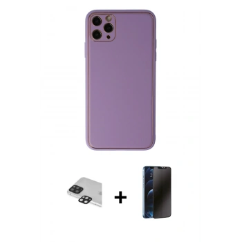 MARSİLYAN™- iPhone 11 Pro Max Kılıf Yadigar Klasik - Siyah 3D Antistatik Hayalet Cam Ekran Koruyucu + Pers Alüminyum Kamera Lens - SH