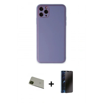 MARSİLYAN™- iPhone 11 Pro Max Kılıf Yadigar Klasik - Siyah 3D Antistatik Hayalet Cam Ekran Koruyucu + Rainbow Kamera Lens Koruma Cam - YL