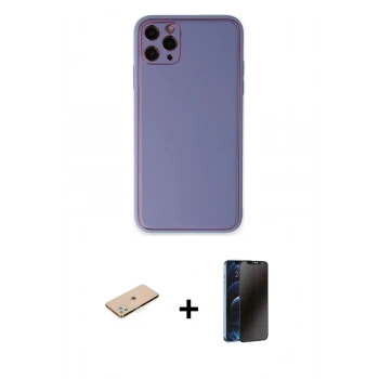 MARSİLYAN™- iPhone 11 Pro Max Kılıf Yadigar Klasik - Siyah 3D Antistatik Hayalet Cam Ekran Koruyucu + Renkli Kamera Lens Koruma Cam - YL