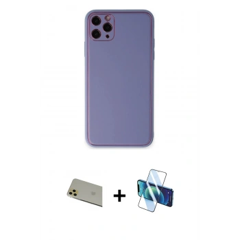 MARSİLYAN™- iPhone 11 Pro Max Kılıf Yadigar Klasik - Siyah 3D Antistatik Seramik Nano Ekran Koruyucu + Rainbow Kamera Lens Koruma Cam - GD