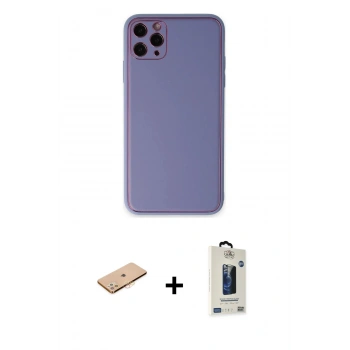 MARSİLYAN™- iPhone 11 Pro Max Kılıf Yadigar Klasik - Siyah Bilvis Hayalet Cam Ekran Koruyucu + Renkli Kamera Lens Koruma Cam - TU