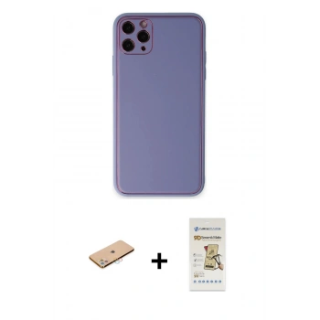 MARSİLYAN™- iPhone 11 Pro Max Kılıf Yadigar Klasik - Siyah Mat Seramik Nano Ekran Koruyucu + Renkli Kamera Lens Koruma Cam - PE