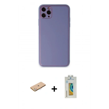 MARSİLYAN™- iPhone 11 Pro Max Kılıf Yadigar Klasik - Siyah Polymer Nano Ekran Koruyucu + Renkli Kamera Lens Koruma Cam - PE