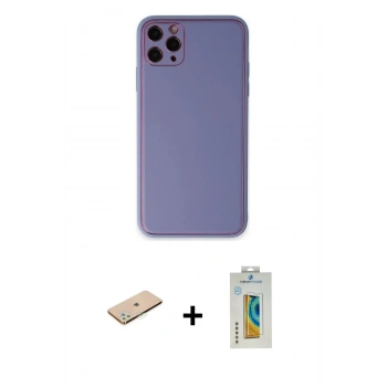 MARSİLYAN™- iPhone 11 Pro Max Kılıf Yadigar Klasik - Siyah Polymer Nano Ekran Koruyucu + Renkli Kamera Lens Koruma Cam - YL