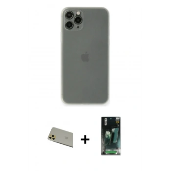 MARSİLYAN™- iPhone 11 Pro Max Kılıf Yadigar Yansıma Serisi - Şeffaf 360 Full Body Arka Koruyucu + Rainbow Kamera Lens Koruma Cam - GD