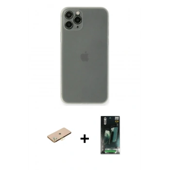 MARSİLYAN™- iPhone 11 Pro Max Kılıf Yadigar Yansıma Serisi - Şeffaf 360 Full Body Arka Koruyucu + Renkli Kamera Lens Koruma Cam - SI