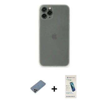 MARSİLYAN™- iPhone 11 Pro Max Kılıf Yadigar Yansıma Serisi - Şeffaf Pasifik Cam Ekran Koruyucu + Shine Kamera Lens Koruma Cam - GI