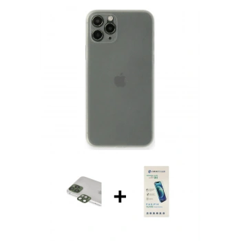 MARSİLYAN™- iPhone 11 Pro Max Kılıf Yadigar Yansıma Serisi - Şeffaf Pasifik Cam Ekran Koruyucu + Pers Alüminyum Kamera Lens - YL