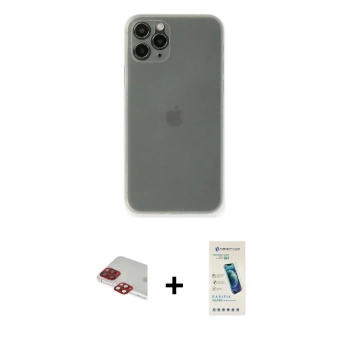 MARSİLYAN™- iPhone 11 Pro Max Kılıf Yadigar Yansıma Serisi - Şeffaf Pasifik Cam Ekran Koruyucu + Pers Alüminyum Kamera Lens - KI