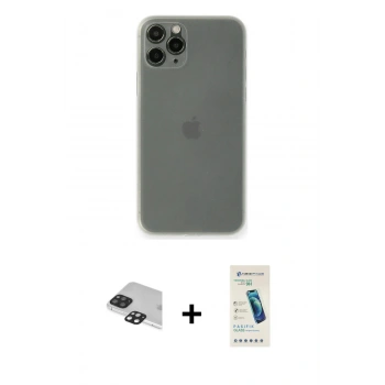 MARSİLYAN™- iPhone 11 Pro Max Kılıf Yadigar Yansıma Serisi - Şeffaf Pasifik Cam Ekran Koruyucu + Pers Alüminyum Kamera Lens - SH