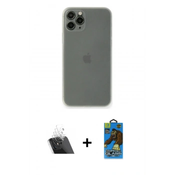 MARSİLYAN™- iPhone 11 Pro Max Kılıf Yadigar Yansıma Serisi - Siyah 18D Cam Ekran Koruyucu + Kamera Lens Koruma Cam - SF