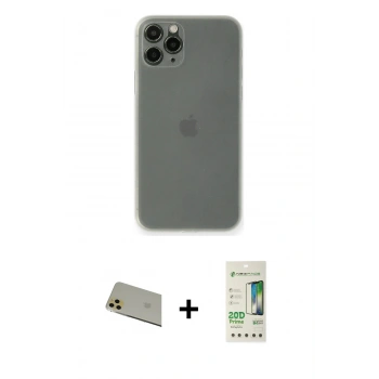 MARSİLYAN™- iPhone 11 Pro Max Kılıf Yadigar Yansıma Serisi - Siyah 20D Premium Cam Ekran Koruyucu + Rainbow Kamera Lens Koruma Cam - GD
