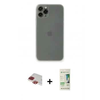 MARSİLYAN™- iPhone 11 Pro Max Kılıf Yadigar Yansıma Serisi - Siyah 20D Premium Cam Ekran Koruyucu + Pers Alüminyum Kamera Lens - KI