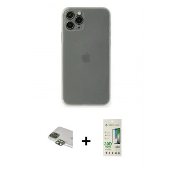 MARSİLYAN™- iPhone 11 Pro Max Kılıf Yadigar Yansıma Serisi - Siyah 20D Premium Cam Ekran Koruyucu + Pers Alüminyum Kamera Lens - YL