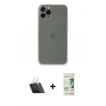 MARSİLYAN™- iPhone 11 Pro Max Kılıf Yadigar Yansıma Serisi - Siyah 20D Premium Cam Ekran Koruyucu + Kamera Lens Koruma Cam - SF