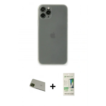 MARSİLYAN™- iPhone 11 Pro Max Kılıf Yadigar Yansıma Serisi - Siyah 20D Premium Cam Ekran Koruyucu + Rainbow Kamera Lens Koruma Cam - YL
