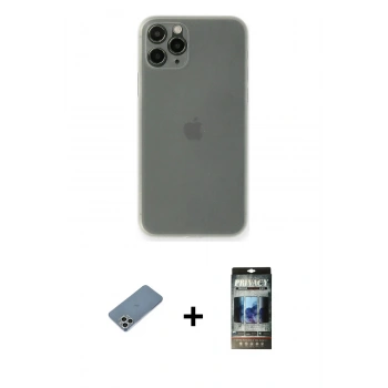 MARSİLYAN™- iPhone 11 Pro Max Kılıf Yadigar Yansıma Serisi - Siyah 34D Hayalet Izgaralı Cam + Shine Kamera Lens Koruma Cam - GS