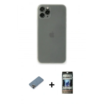 MARSİLYAN™- iPhone 11 Pro Max Kılıf Yadigar Yansıma Serisi - Siyah 34D Hayalet Izgaralı Cam + Metal Kamera Lens Koruma Cam - GD