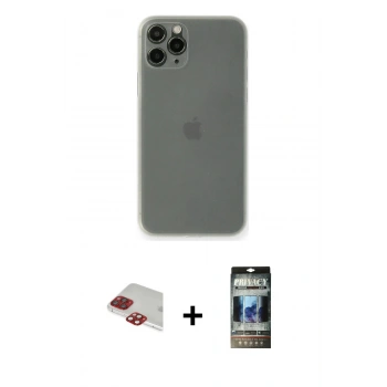 MARSİLYAN™- iPhone 11 Pro Max Kılıf Yadigar Yansıma Serisi - Siyah 34D Hayalet Izgaralı Cam + Pers Alüminyum Kamera Lens - KI