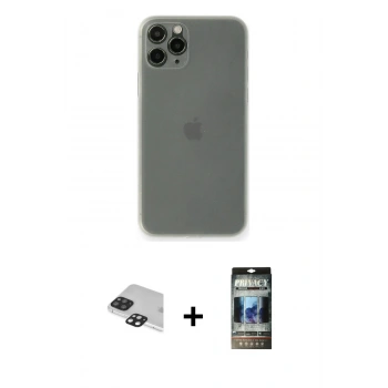 MARSİLYAN™- iPhone 11 Pro Max Kılıf Yadigar Yansıma Serisi - Siyah 34D Hayalet Izgaralı Cam + Pers Alüminyum Kamera Lens - SH