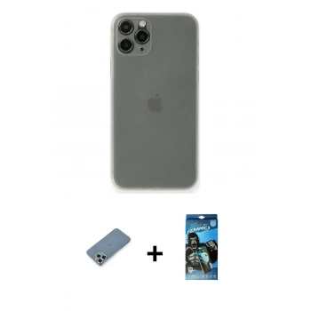 MARSİLYAN™- iPhone 11 Pro Max Kılıf Yadigar Yansıma Serisi - Siyah 34D Izgaralı Cam + Metal Kamera Lens Koruma Cam - GS