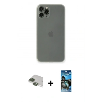 MARSİLYAN™- iPhone 11 Pro Max Kılıf Yadigar Yansıma Serisi - Siyah 34D Izgaralı Cam + Pers Alüminyum Kamera Lens - YL
