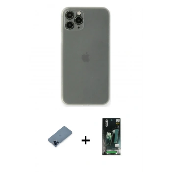 MARSİLYAN™- iPhone 11 Pro Max Kılıf Yadigar Yansıma Serisi - Siyah 360 Mat Full Body Arka Koruyucu + Metal Kamera Lens Koruma Cam - MI