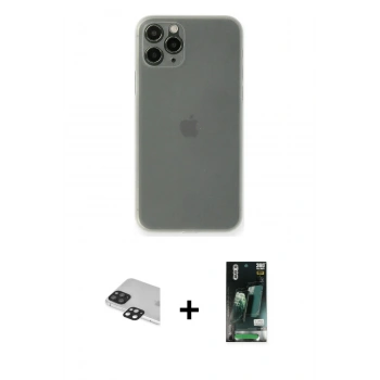 MARSİLYAN™- iPhone 11 Pro Max Kılıf Yadigar Yansıma Serisi - Siyah 360 Mat Full Body Arka Koruyucu + Pers Alüminyum Kamera Lens - SH