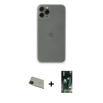 MARSİLYAN™- iPhone 11 Pro Max Kılıf Yadigar Yansıma Serisi - Siyah 360 Mat Full Body Arka Koruyucu + Rainbow Kamera Lens Koruma Cam - YL