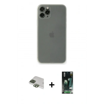 MARSİLYAN™- iPhone 11 Pro Max Kılıf Yadigar Yansıma Serisi - Siyah 360 Mat Full Body Arka Koruyucu + Pers Alüminyum Kamera Lens - YL