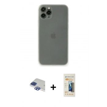 MARSİLYAN™- iPhone 11 Pro Max Kılıf Yadigar Yansıma Serisi - Siyah 6D Mat Seramik Hayalet Nano Ekran Koruyucu + Pers Alüminyum Kamera Lens - LT