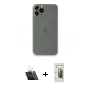 MARSİLYAN™- iPhone 11 Pro Max Kılıf Yadigar Yansıma Serisi - Siyah 6D Mat Seramik Hayalet Nano Ekran Koruyucu + Kamera Lens Koruma Cam - SF