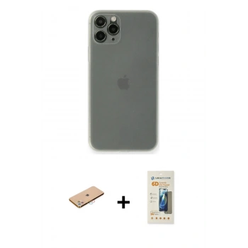 MARSİLYAN™- iPhone 11 Pro Max Kılıf Yadigar Yansıma Serisi - Siyah 6D Mat Seramik Hayalet Nano Ekran Koruyucu + Renkli Kamera Lens Koruma Cam - PE